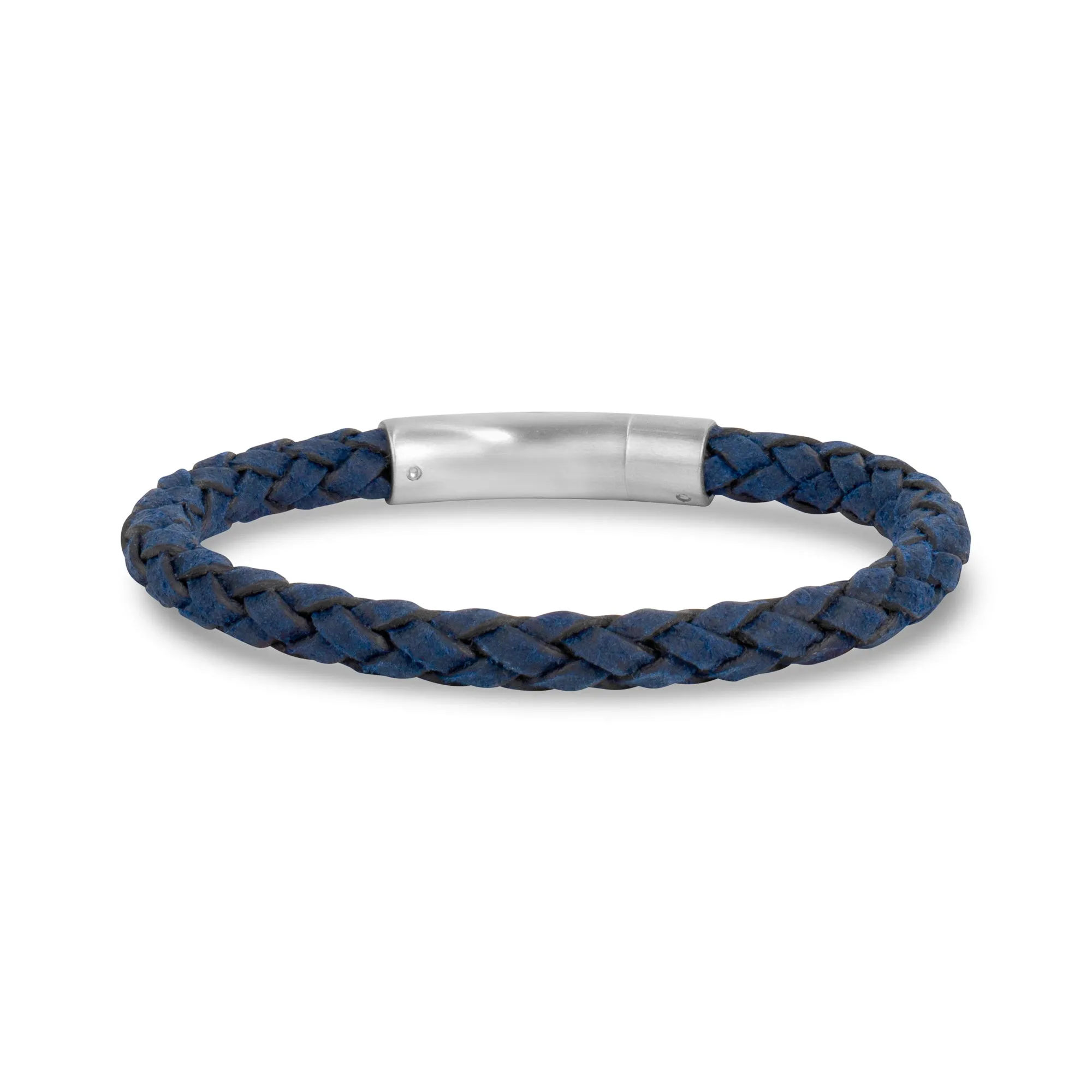 Navy Blue Leather Bracelet | 6MM