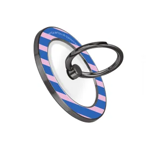 Navy Pink Stripe - Black MagSafe Phone Grip and Ring Holder Stand