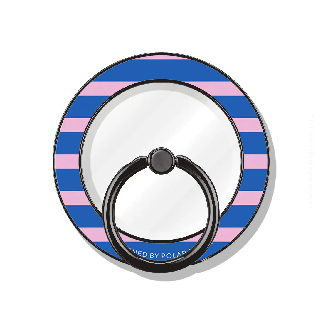 Navy Pink Stripe - Black MagSafe Phone Grip and Ring Holder Stand