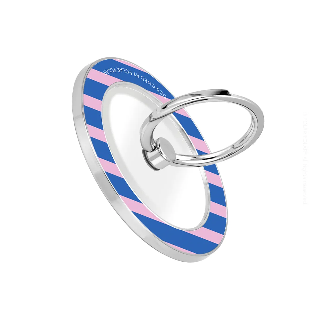 Navy Pink Stripe - Silver MagSafe Phone Grip and Ring Holder Stand
