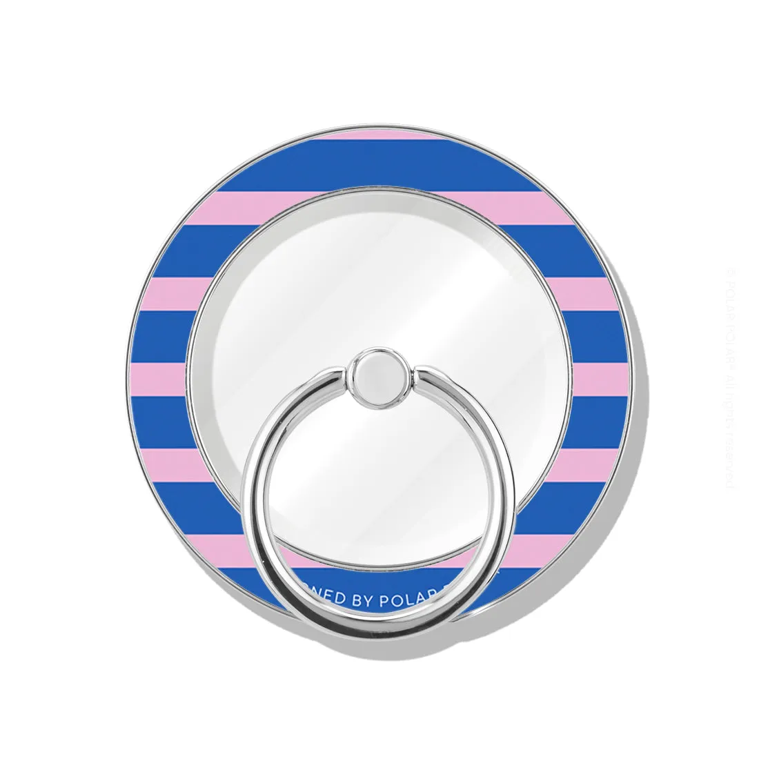 Navy Pink Stripe - Silver MagSafe Phone Grip and Ring Holder Stand