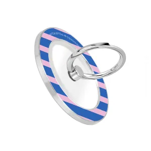 Navy Pink Stripe - Silver MagSafe Phone Grip and Ring Holder Stand