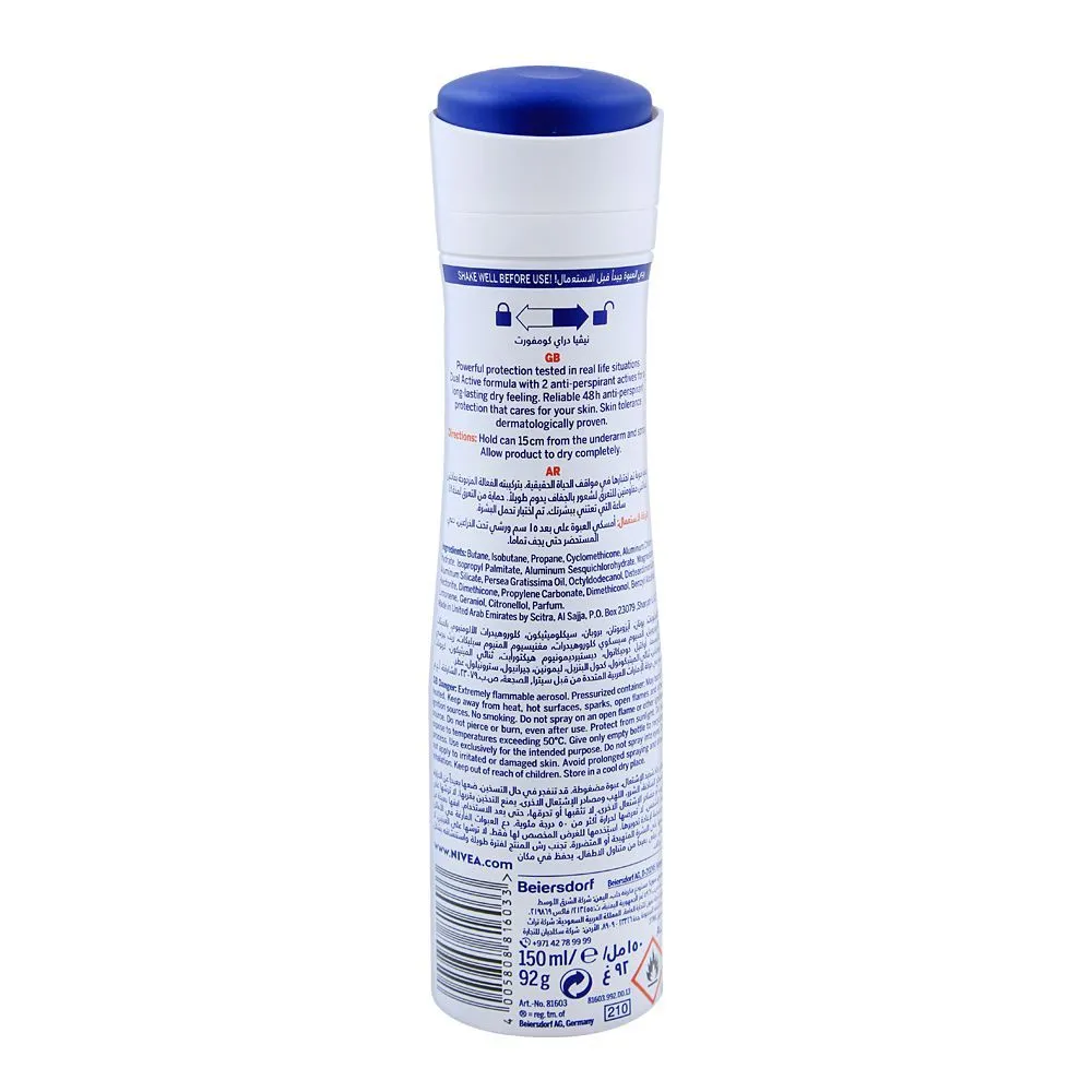 Nivea 48H Dry Comfort, Quick Dry | Deodorant | For Women.