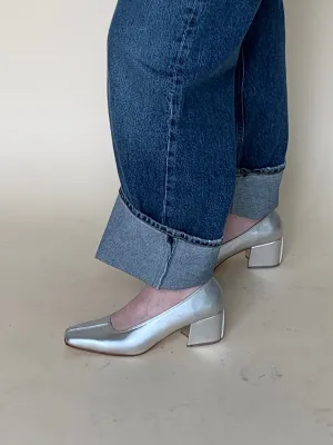 No. 6 silver pumps