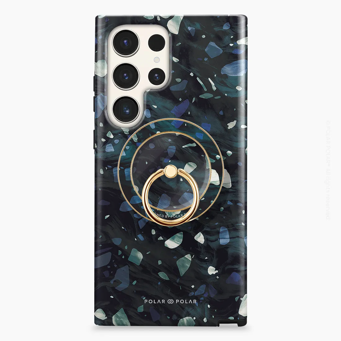 Nordic Terrazzo Gem - Golden MagSafe Phone Grip and Ring Holder Stand