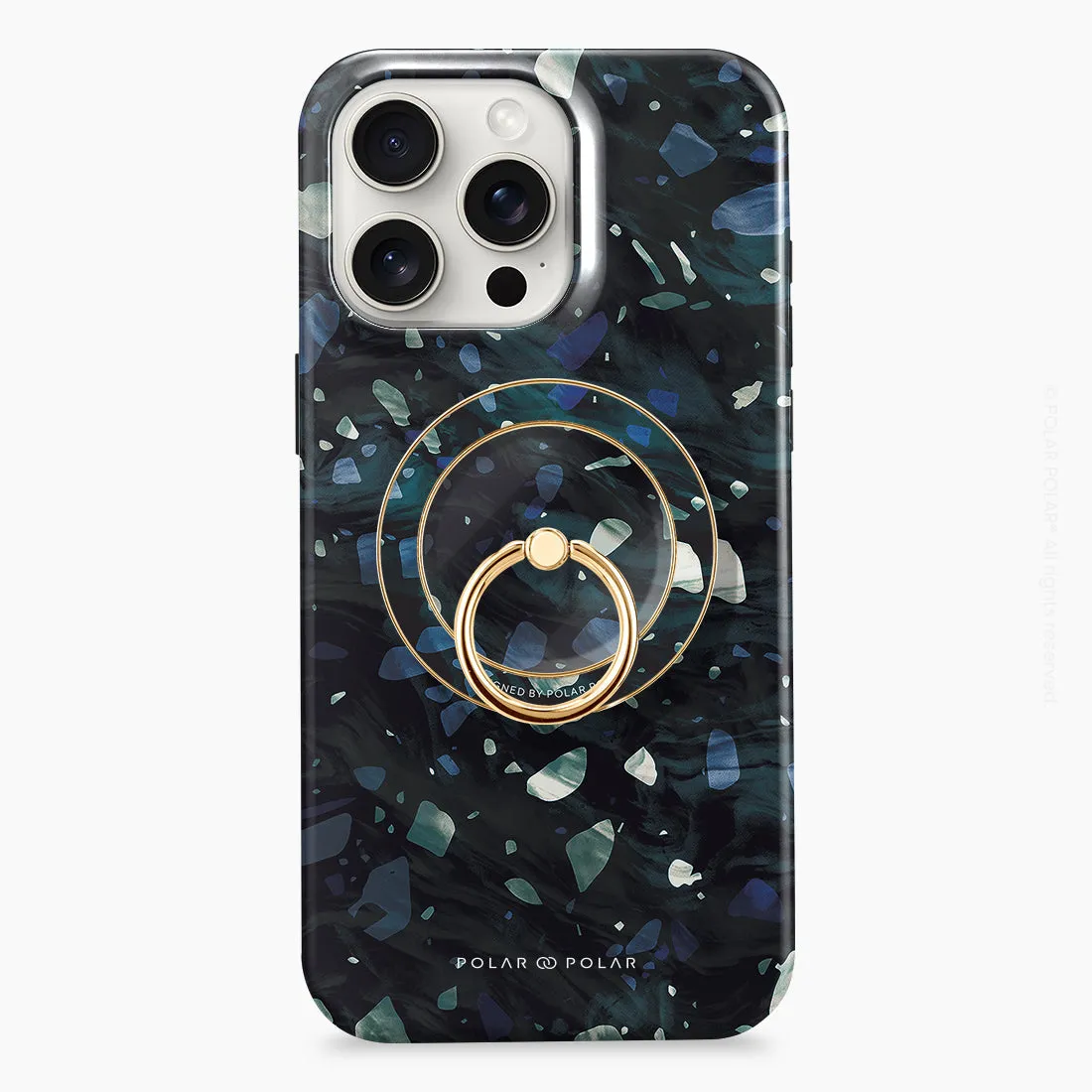 Nordic Terrazzo Gem - Golden MagSafe Phone Grip and Ring Holder Stand