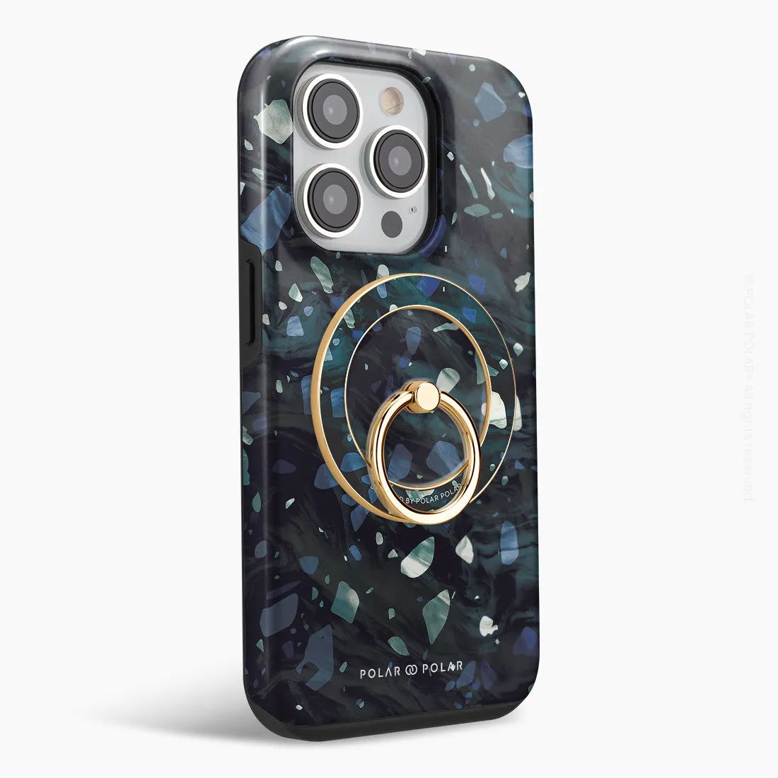 Nordic Terrazzo Gem - Golden MagSafe Phone Grip and Ring Holder Stand