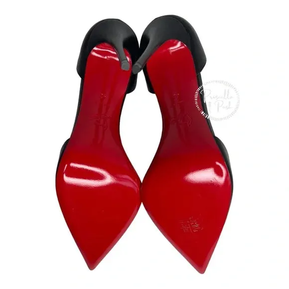 NWB Christian Louboutin Black Leather Silver Chain Spike Leather Pumps 42