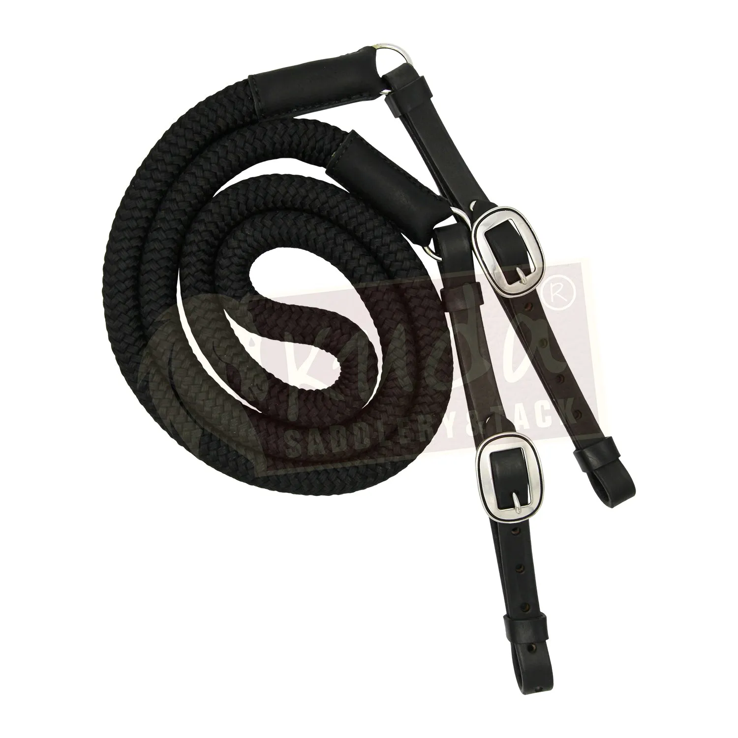 Nylon Reins with Leather Ends - 3/4" (Assorted Colors)