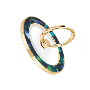 Ocean Terrazzo Gem - Golden MagSafe Phone Grip and Ring Holder Stand