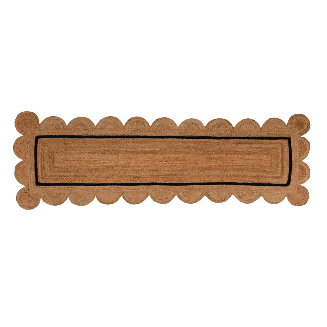 Olive Green Scallop Jute Rug
