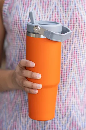 Orange 30oz Flip Straw Tumbler