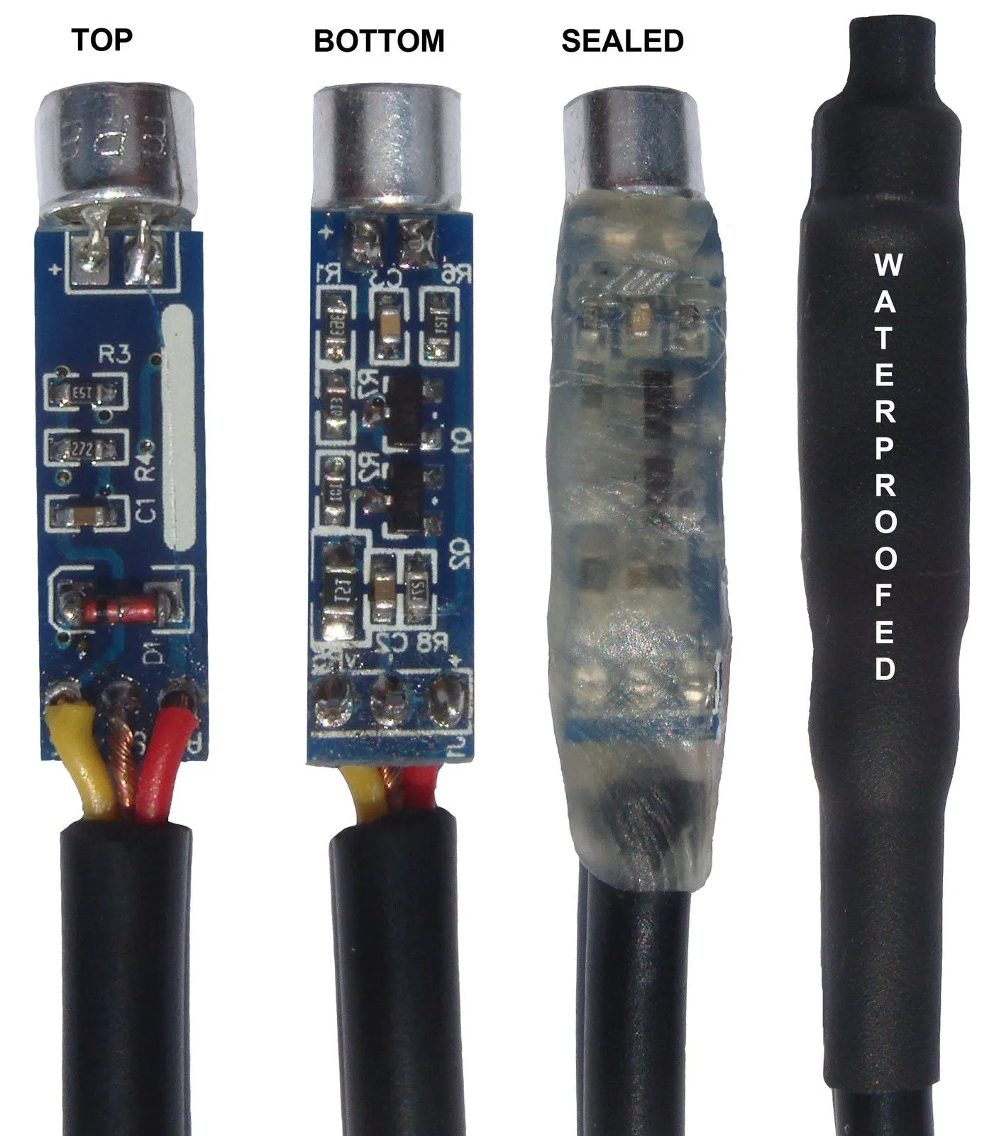 Outdoor Waterproof CCTV Microphone Long Cable RCA Phono Output 2.1mm 12v DC Input