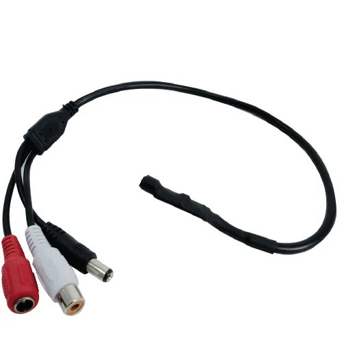 Outdoor Waterproof CCTV Microphone Long Cable RCA Phono Output 2.1mm 12v DC Input