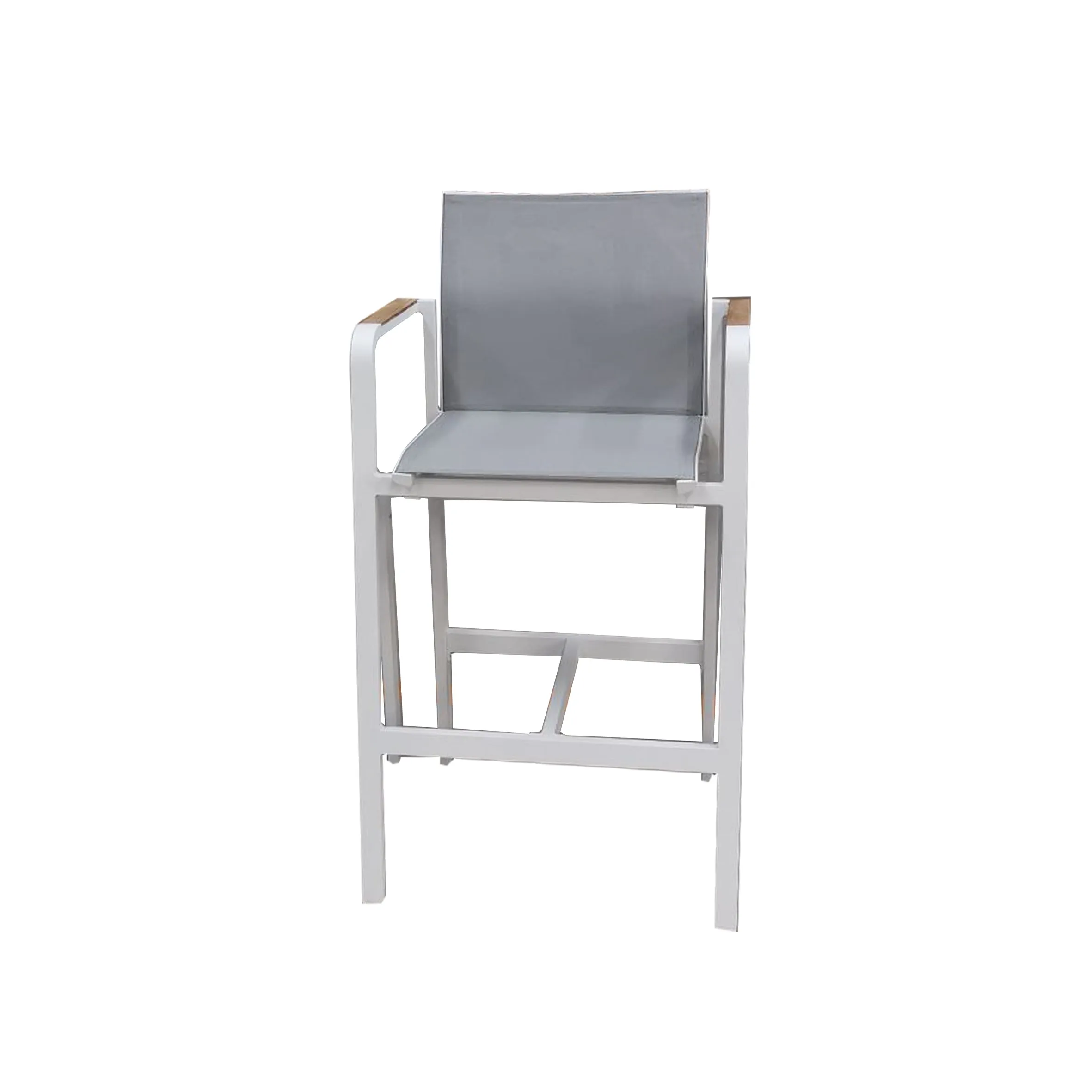 Park Outdoor Bar Chair Teak Arm - White