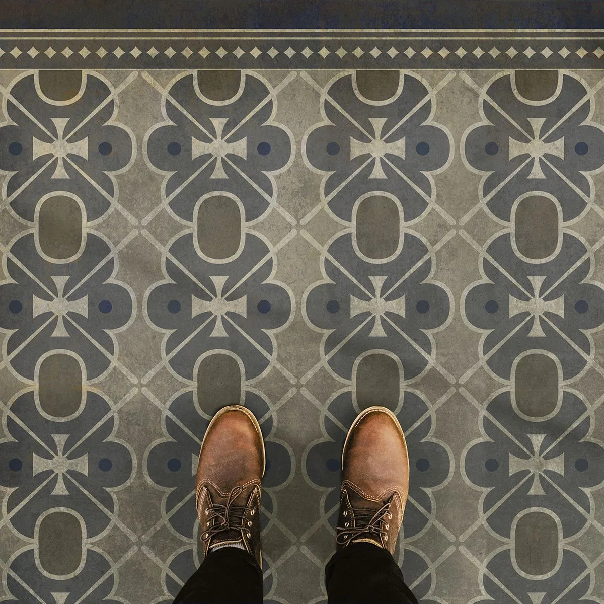 Pattern 05 "London Fog" Vinyl Floorcloth - Spicher & Co.