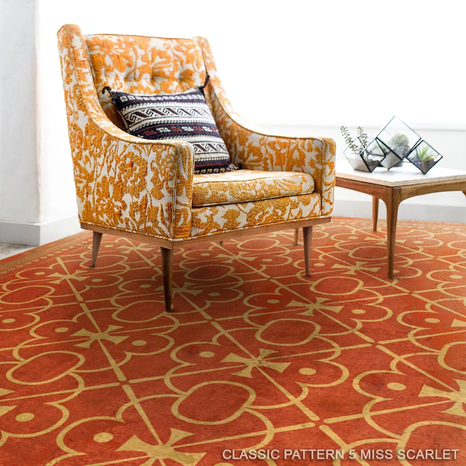 Pattern 05 "Miss Scarlet" Vinyl Floorcloth - Spicher & Co.
