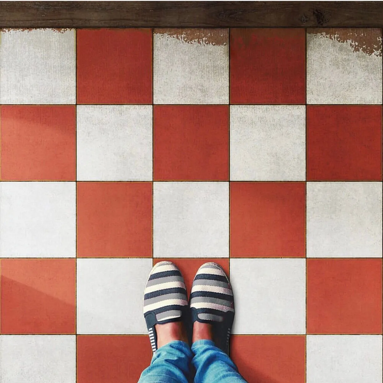 Pattern 07 "Checked Out" Vinyl Floorcloth - Spicher & Co.