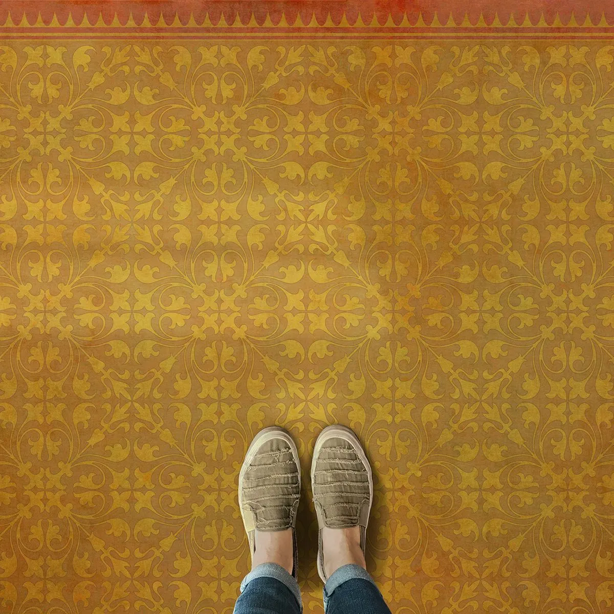 Pattern 21 "All in the Golden Afternoon" Vinyl Floorcloth - Spicher & Co.