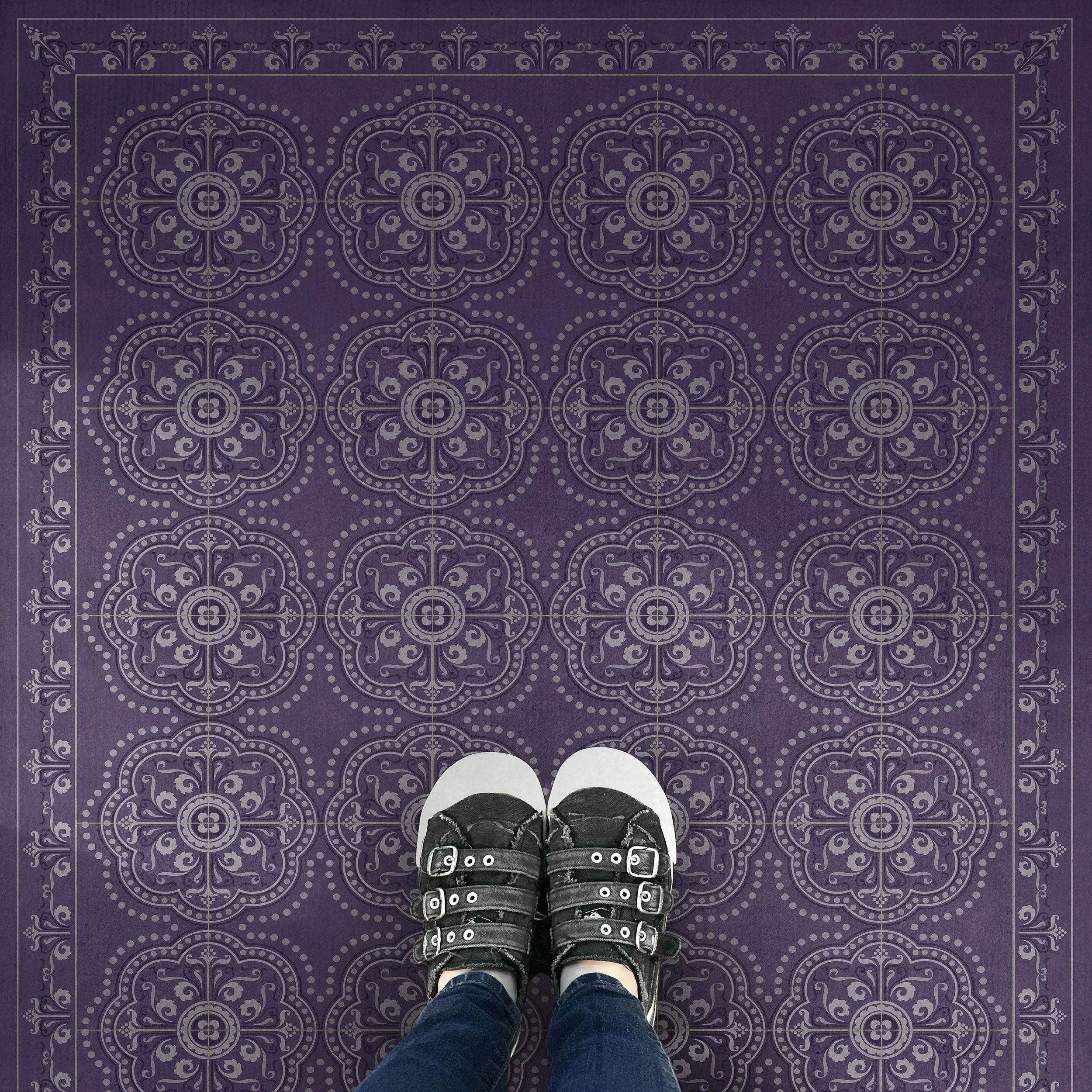 Pattern 28 "Purple Bandana" Vinyl Floorcloth - Spicher & Co.