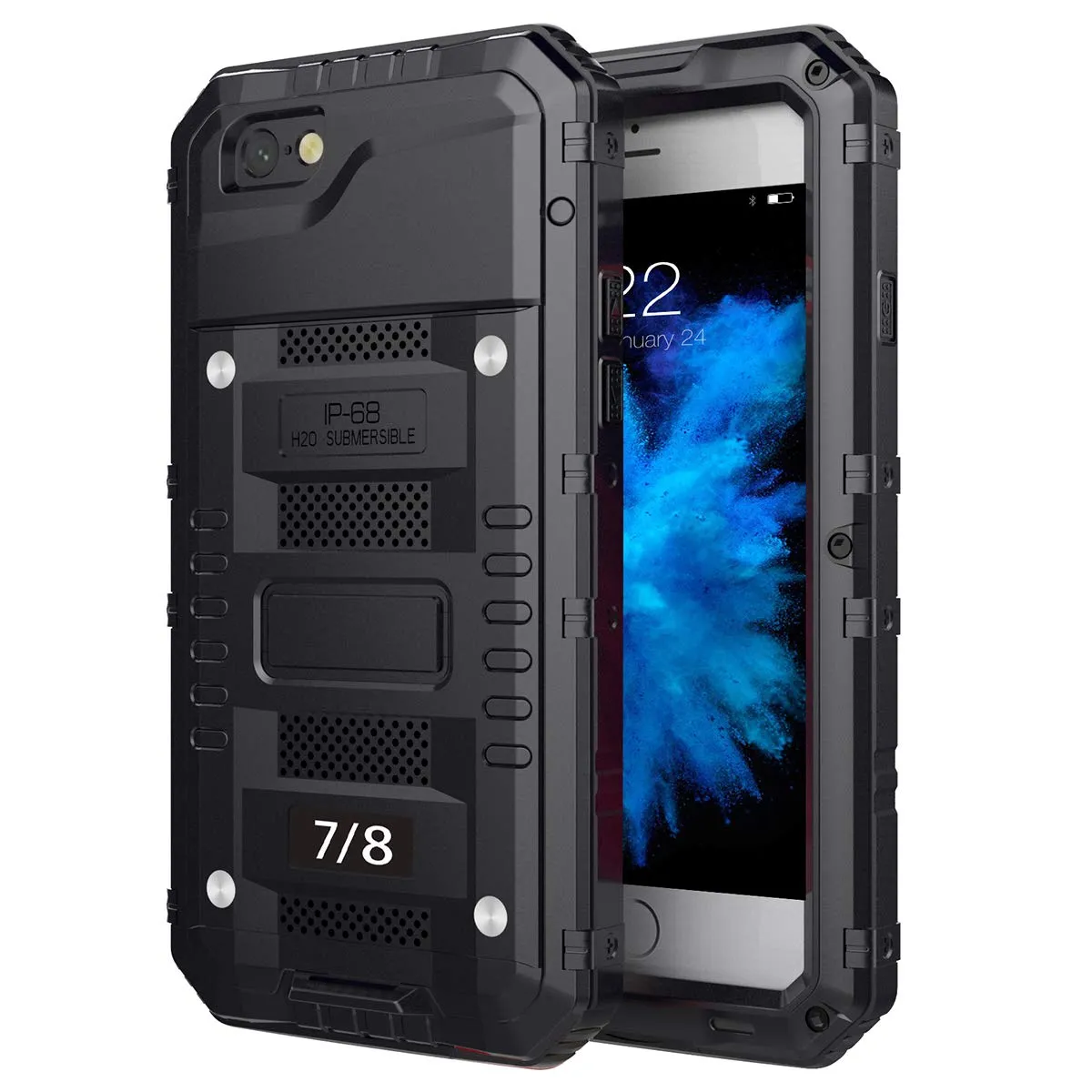 Phone 7/ iPhone 8 Waterproof Case, AICase IP68 Underwater Protective Case Metal Shockproof Shell Built in Screen Protector for iPhone 7/8