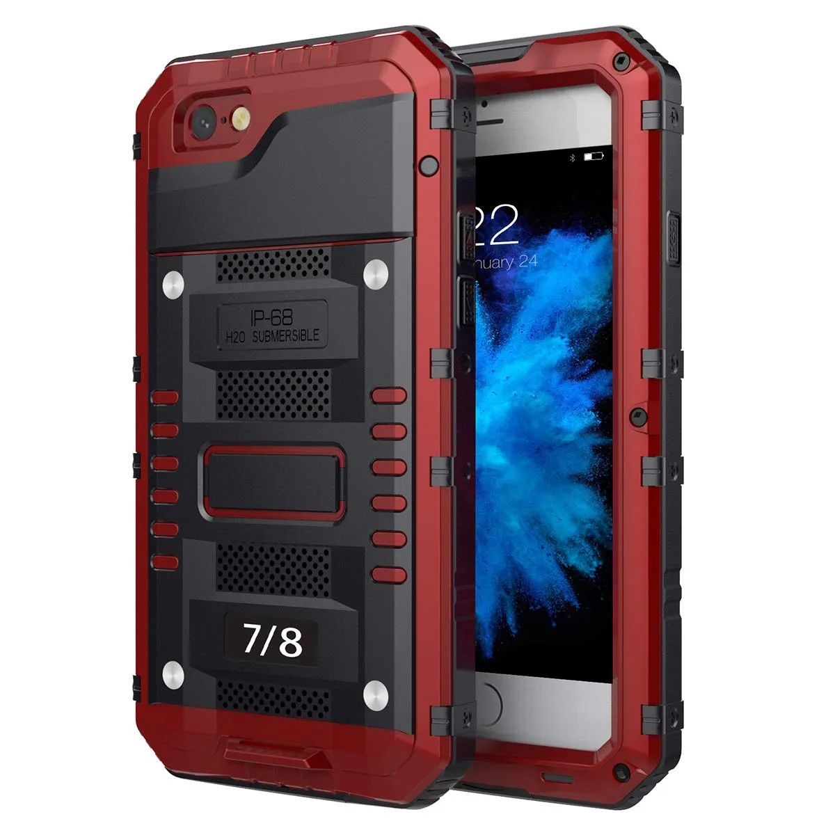 Phone 7/ iPhone 8 Waterproof Case, AICase IP68 Underwater Protective Case Metal Shockproof Shell Built in Screen Protector for iPhone 7/8