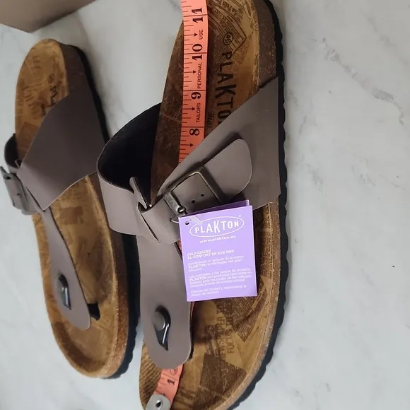 Plakton Flip Flop Post Vegan Sandal Buckle Natural Cork Sz 46 Made In Spain