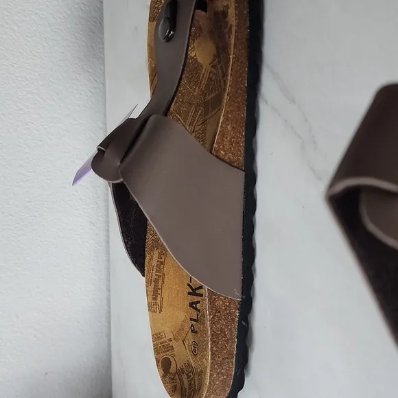Plakton Flip Flop Post Vegan Sandal Buckle Natural Cork Sz 46 Made In Spain