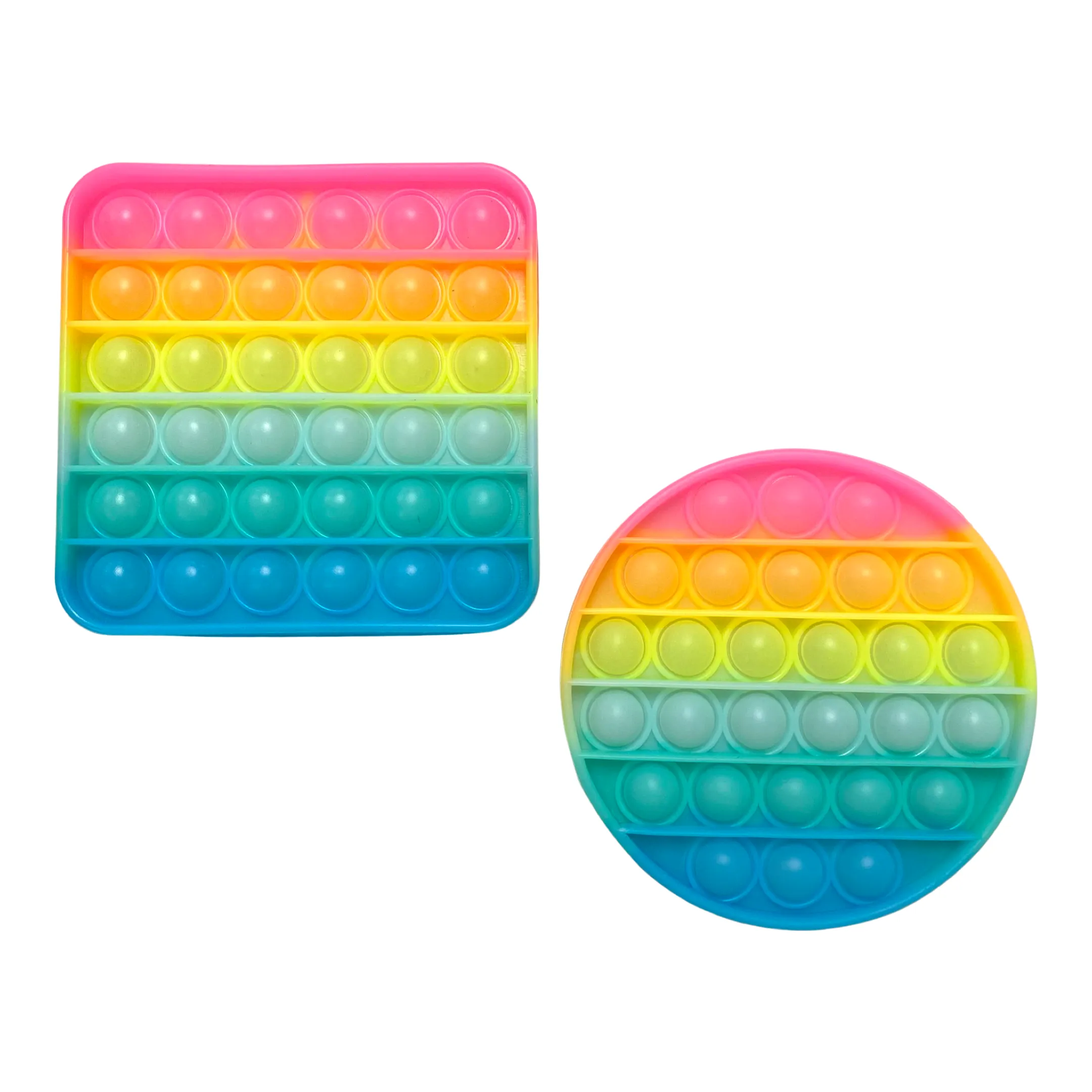 Pop It Glow in the Dark Rainbow Fidget Toy - Square or Circle