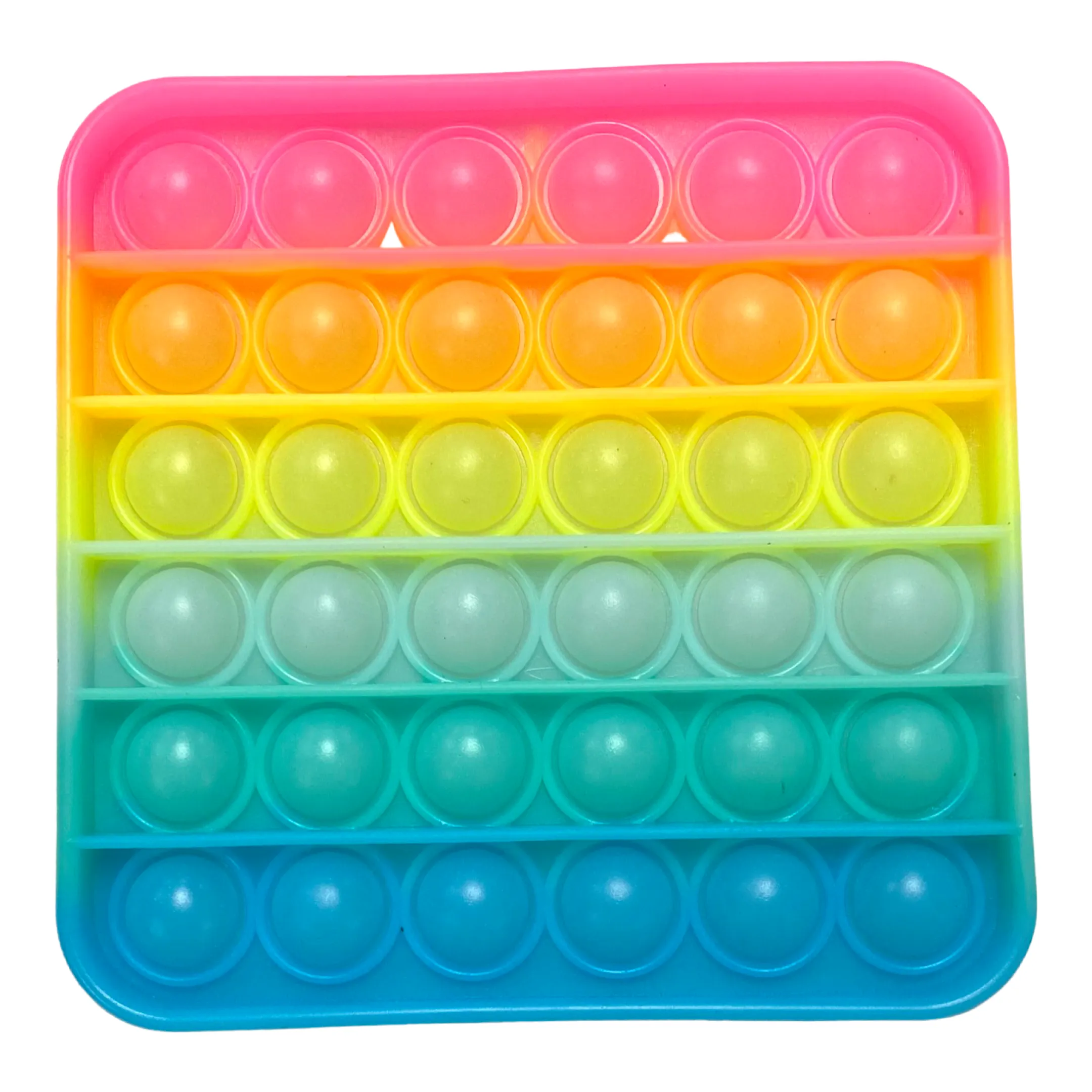 Pop It Glow in the Dark Rainbow Fidget Toy - Square or Circle