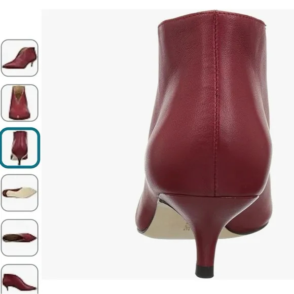 *Pour La Victoire red  leather kitten heel  9.5 40 pointy toe V-neck pump bootie