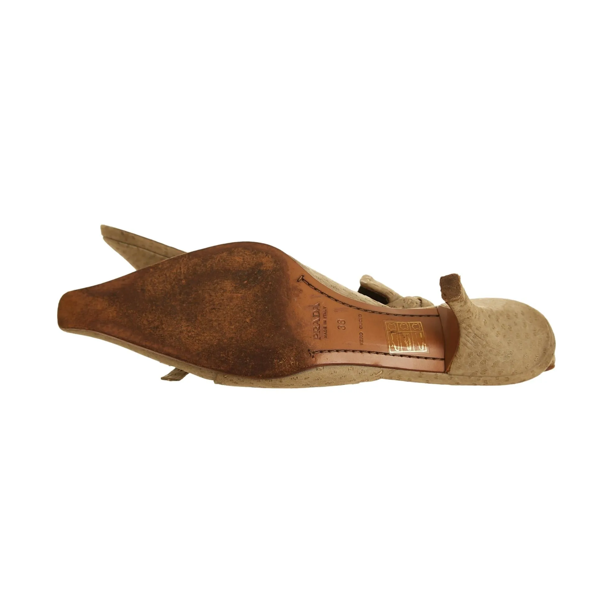 Prada Green Ostrich Kitten Heel