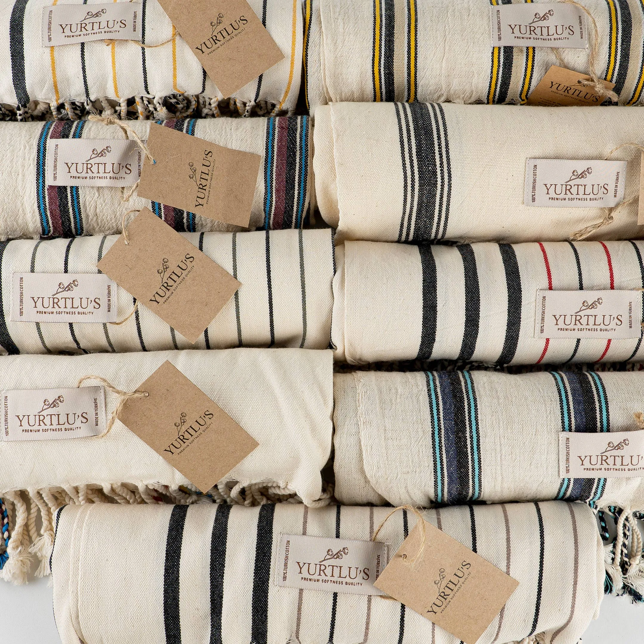 Pre-Washed 38"x72" Turkish Towel Navy/Aqua Stripe