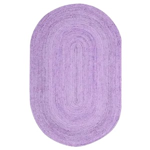 Purple Elongated Oval Jute Rug