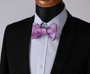 Purple Mens Silk Self tie Bow Tie with Pocket Squares Set