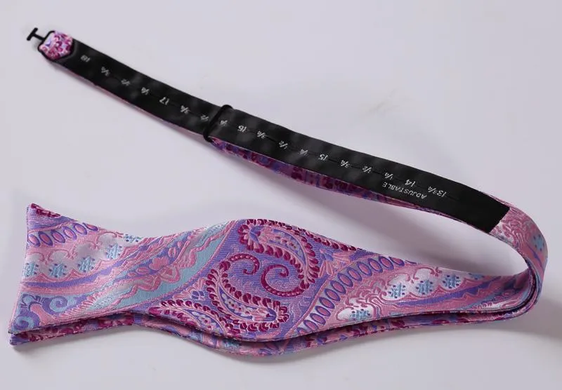 Purple Mens Silk Self tie Bow Tie with Pocket Squares Set