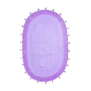 Purple Two Toned Oval Jute Rug with Tassels