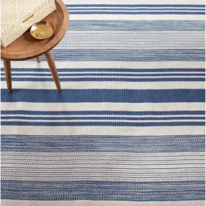 Quincy Stripe Handwoven Indoor/Outdoor Rug - Denim