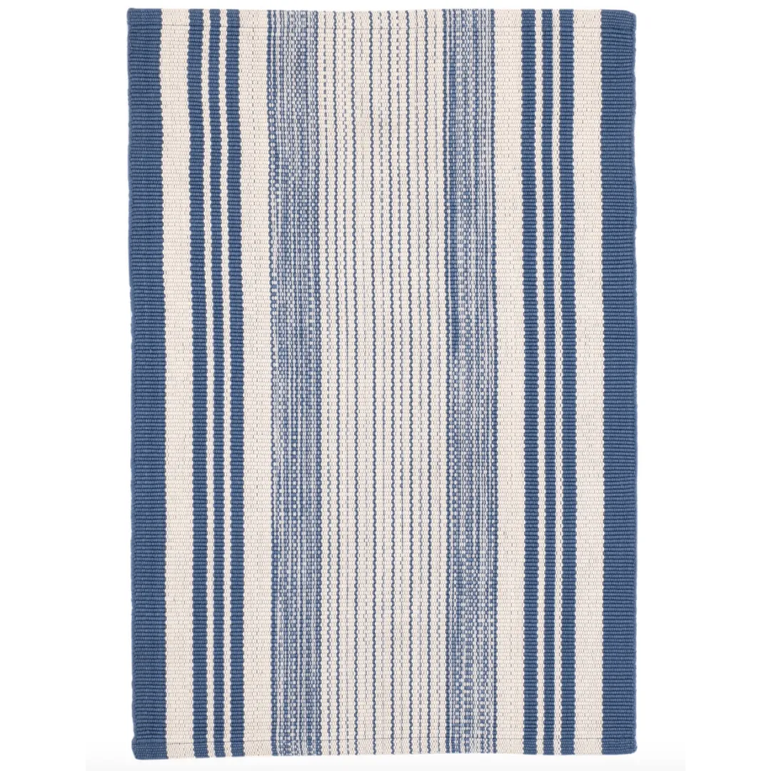 Quincy Stripe Handwoven Indoor/Outdoor Rug - Denim