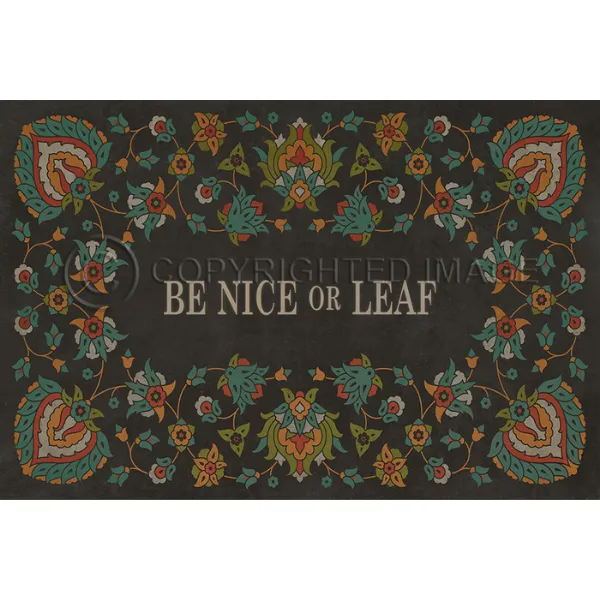 "Be Nice or Leaf" Arabic Floral Vinyl Mat - Spicher & Co.
