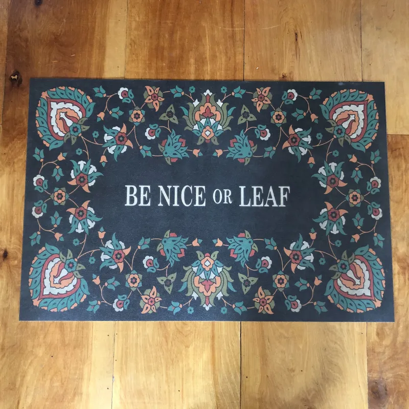 "Be Nice or Leaf" Arabic Floral Vinyl Mat - Spicher & Co.