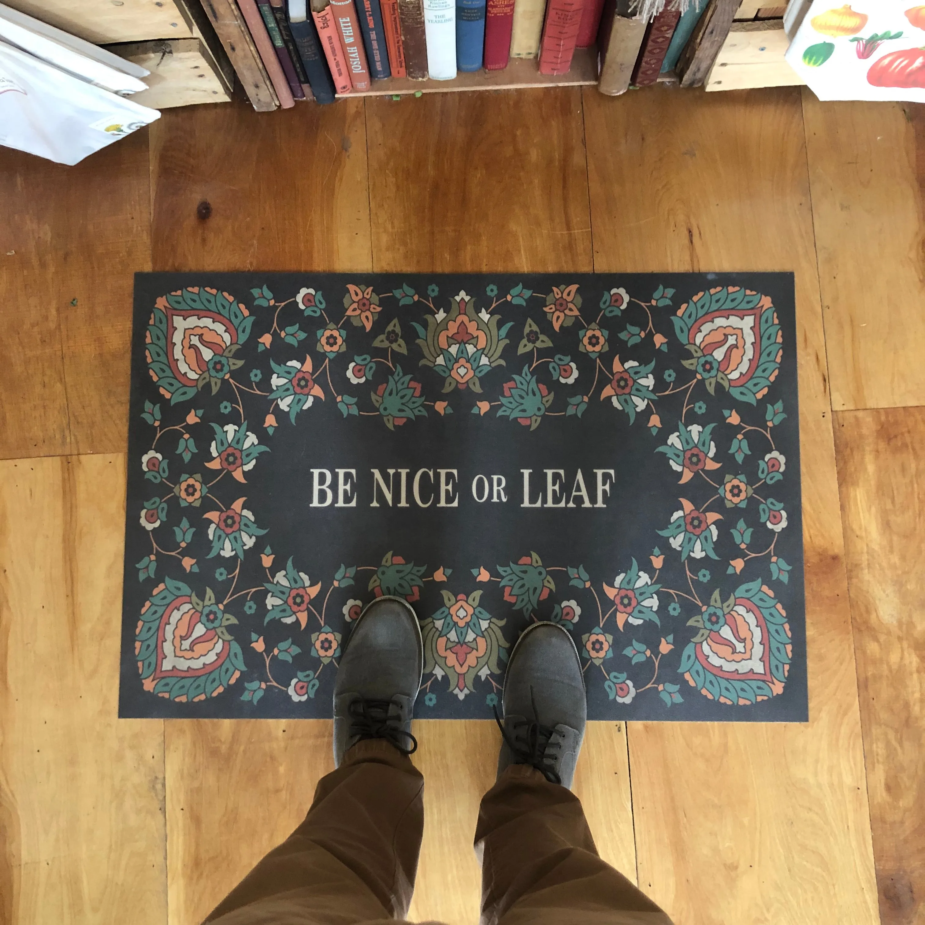 "Be Nice or Leaf" Arabic Floral Vinyl Mat - Spicher & Co.