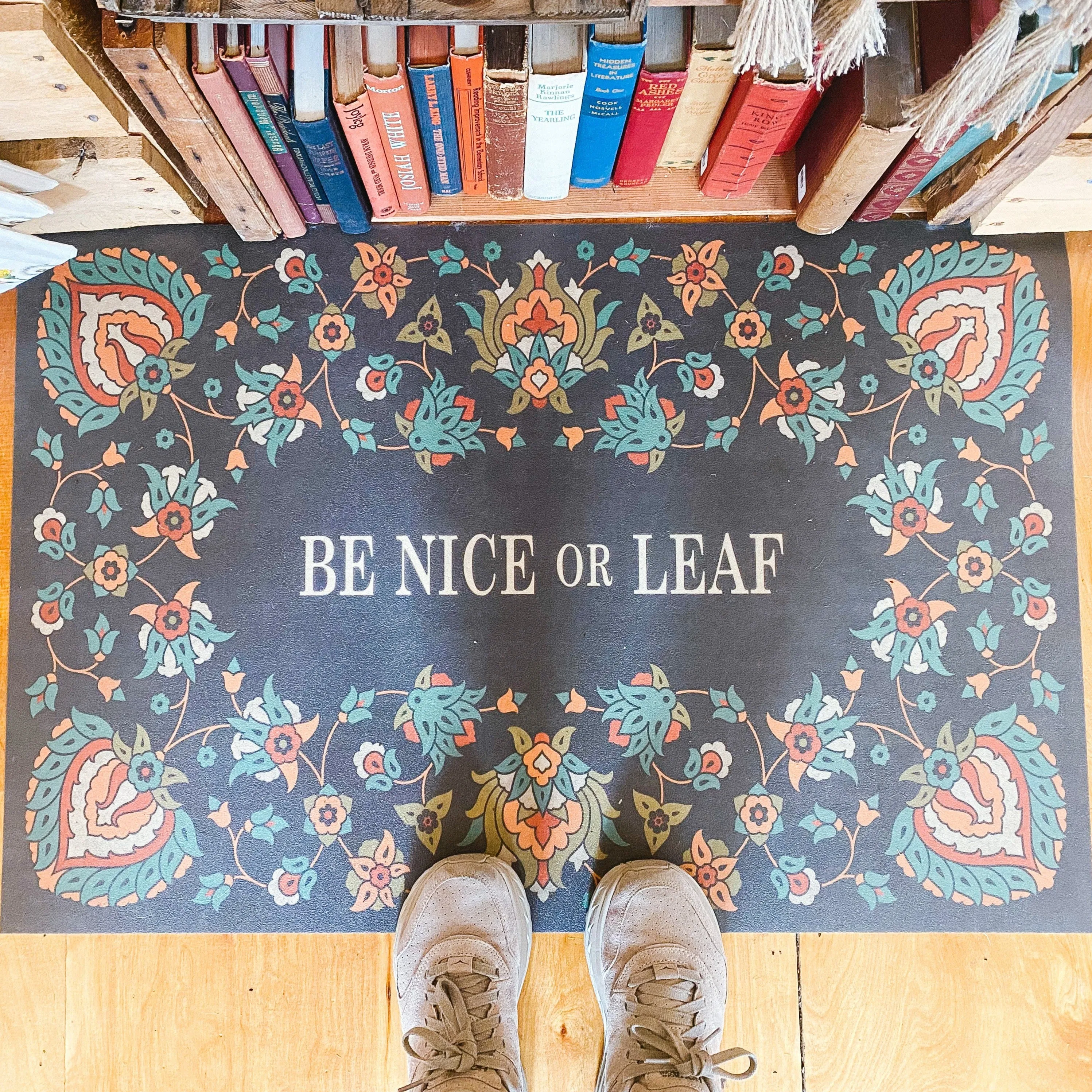 "Be Nice or Leaf" Arabic Floral Vinyl Mat - Spicher & Co.