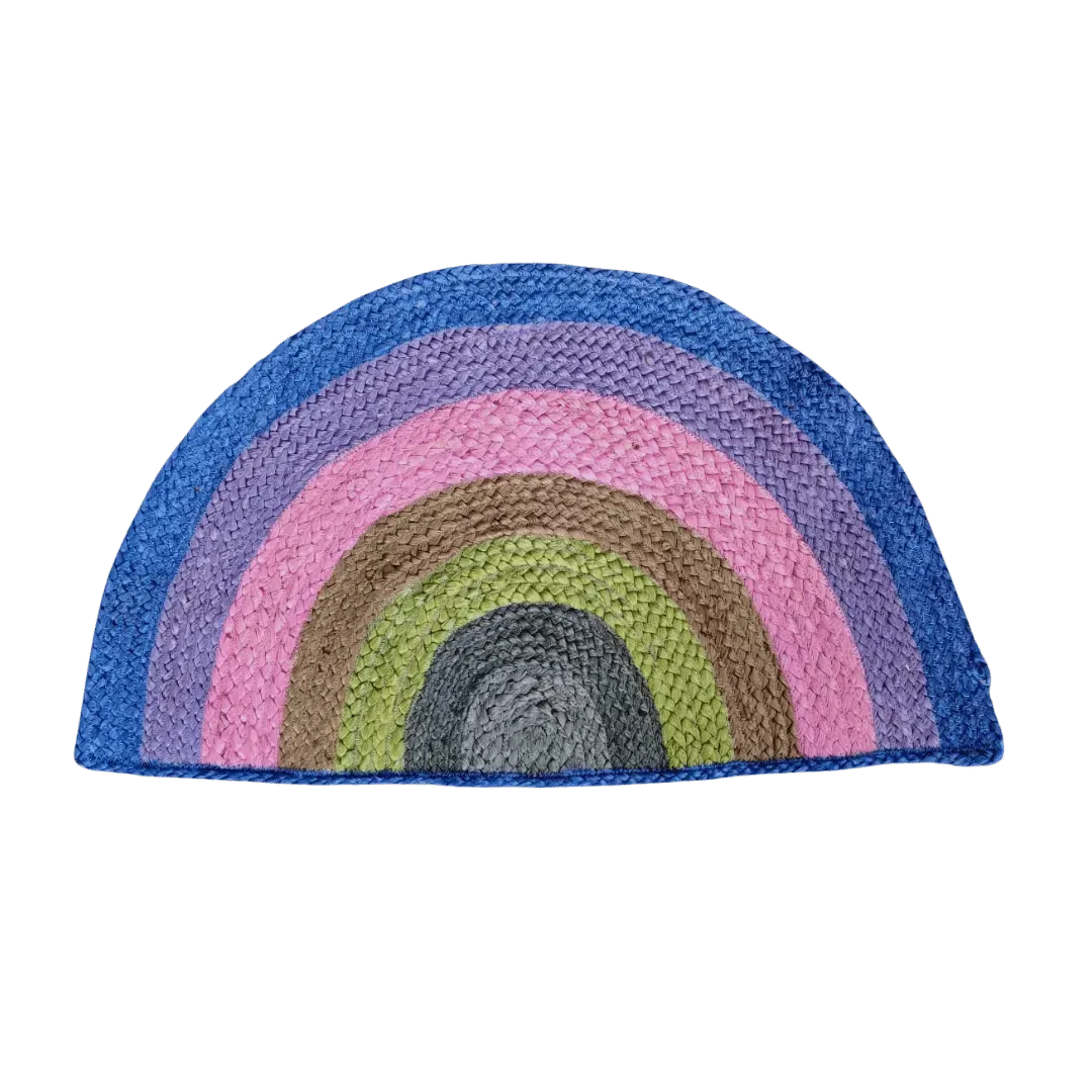 Rainbow Half Moon Accent Jute Rug - Purple