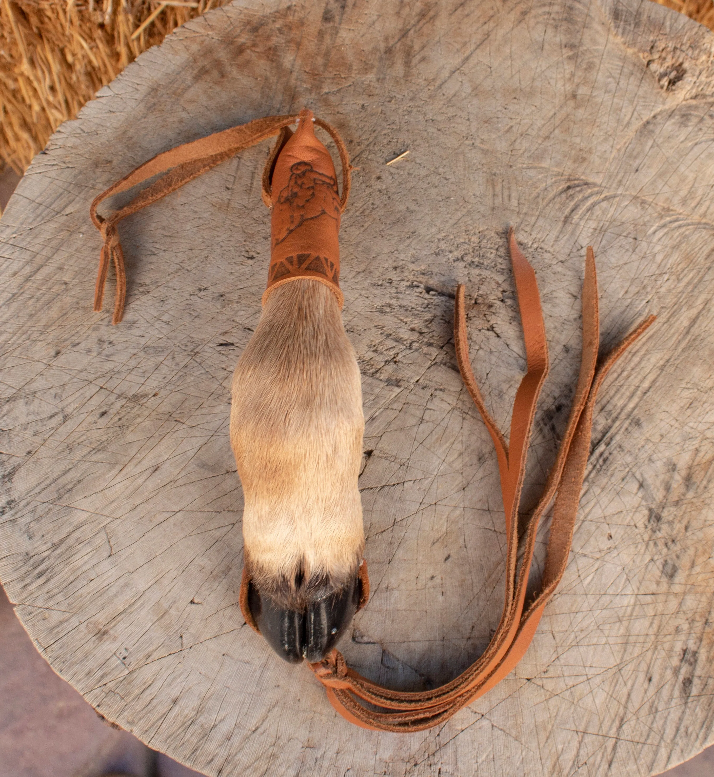 Real GOAT FOOT HOOF Handle Leather Braided Riding Horse Whip