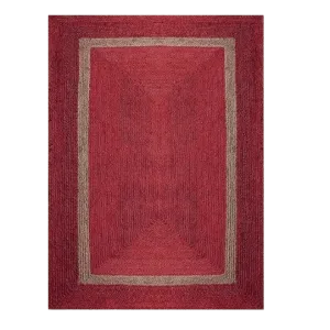 Red and Gray Braided Jute Rug