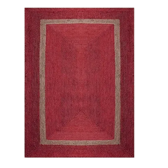 Red and Gray Braided Jute Rug