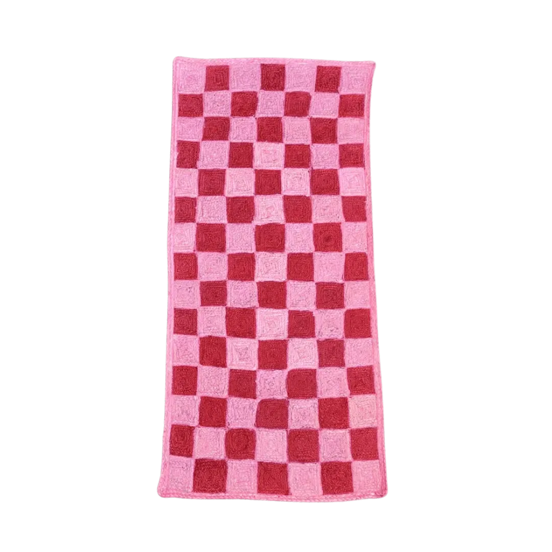 Red Checker Jute Rug
