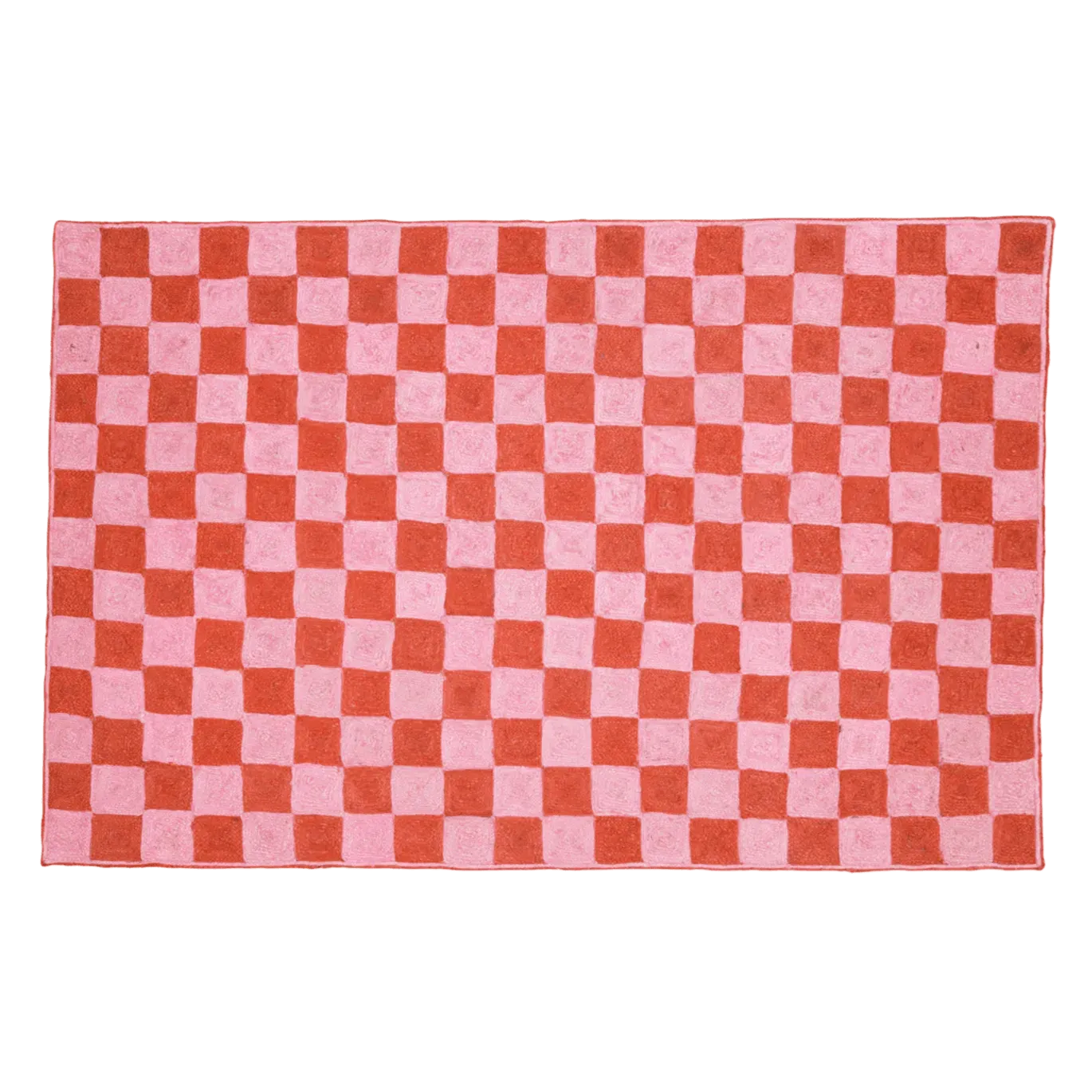 Red Checker Jute Rug