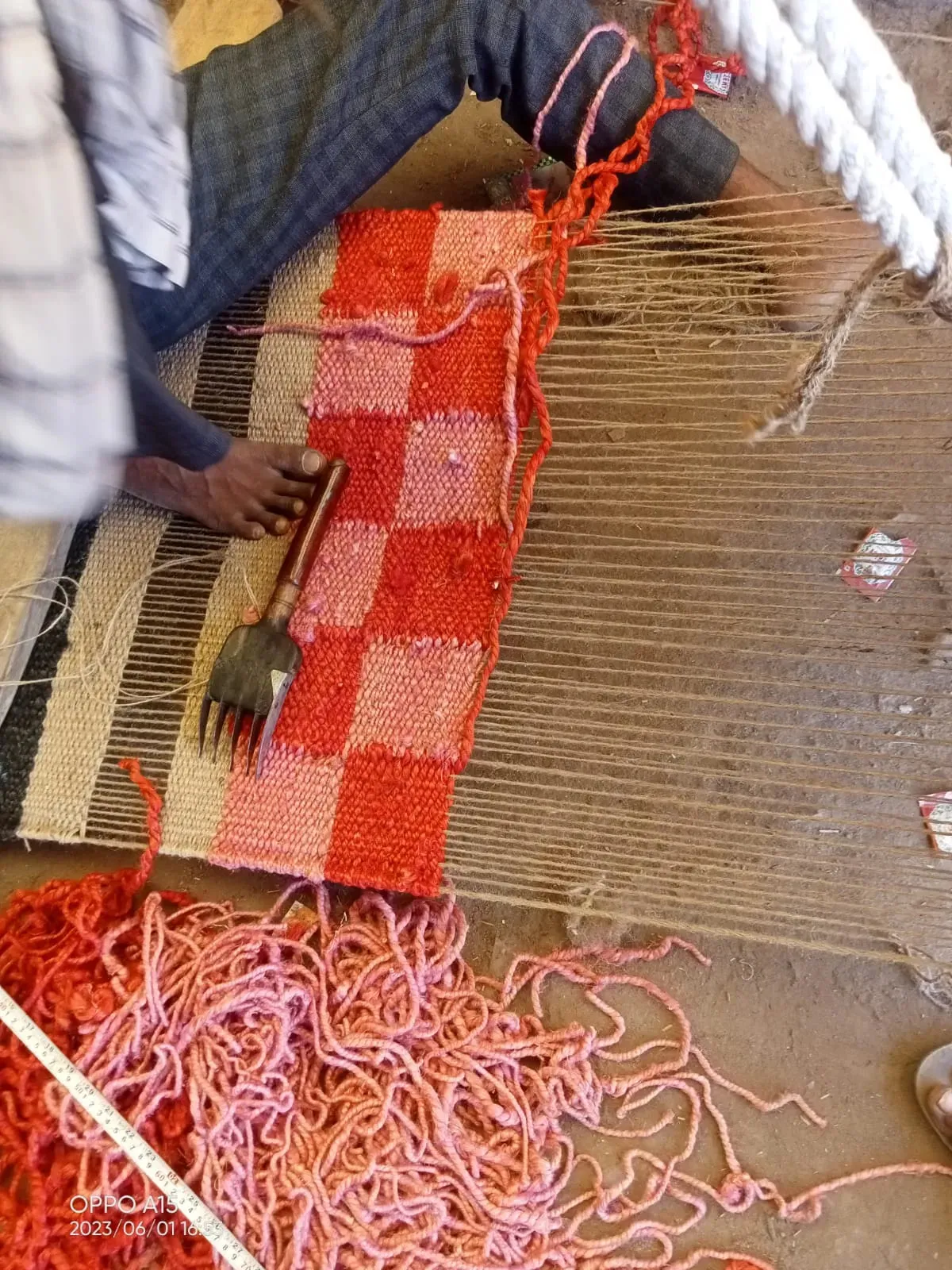 Red Checker Jute Rug